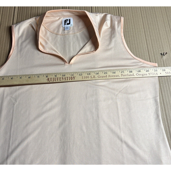 FJ FootJoy Peach Golf Tennis Sleeveless Tank Blouse Womens Large V Neck Athletic - Picture 7 of 12